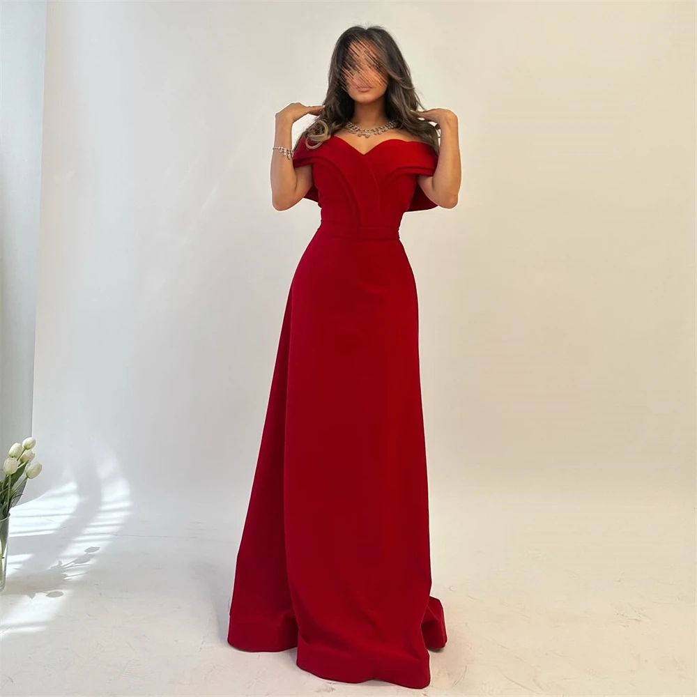 

Customized Jersey Ruched Clubbing A-line Off-the-shoulder Bespoke Occasion Gown Long Dresses