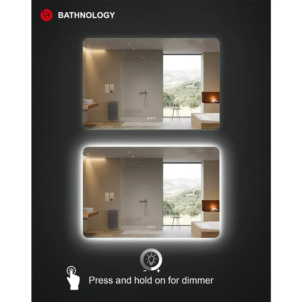 Manufacturer Backlit Rectangle Large LED Mirror / Touch Screen Smart Light Defogger Bathroom Mirror