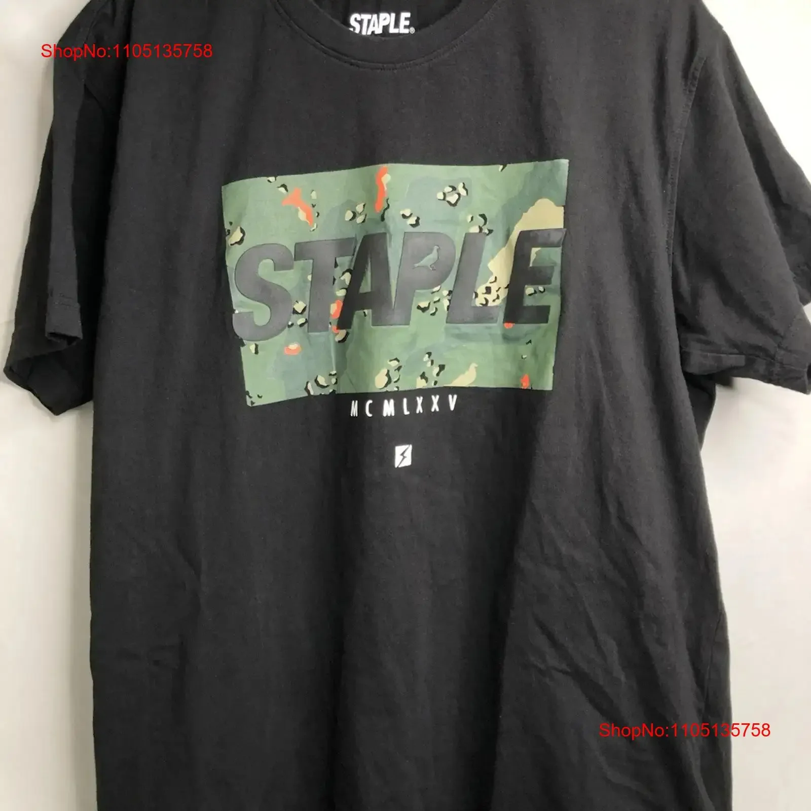Staple Pigeon Brand Camo Box Logo Black T Shirt Adult Size XL EUC vintage Washed fashion Comfortable Unisex