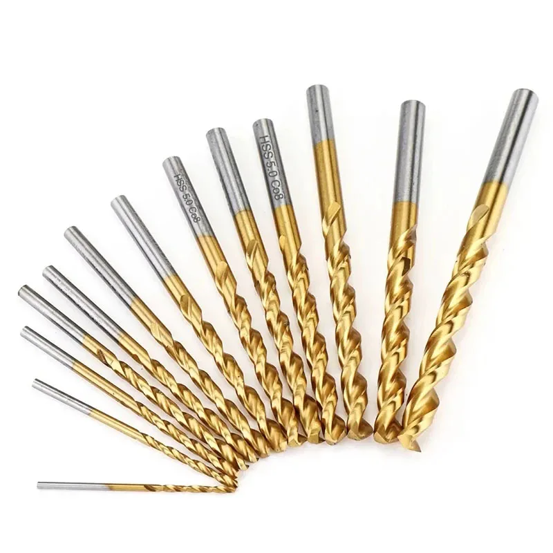Juego de brocas de cobalto 8% de grado Industrial, broca helicoidal recubierta de Titanio M42 HSS, 1,5-6,5mm, para perforación de acero inoxidable, 13 Uds.