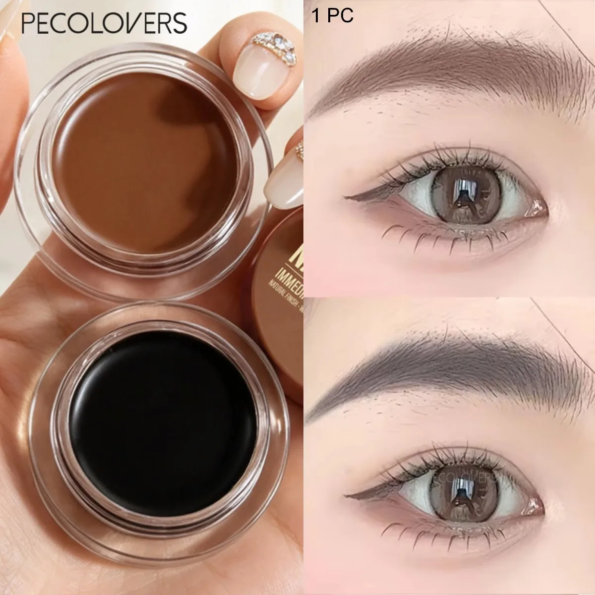 Tinted Eyebrow Pomade, Creamy Solid Brow Styling Wax, Natural Fluffy Brow Gel Smudge Proof Long Lasting Hold Buildable Tint