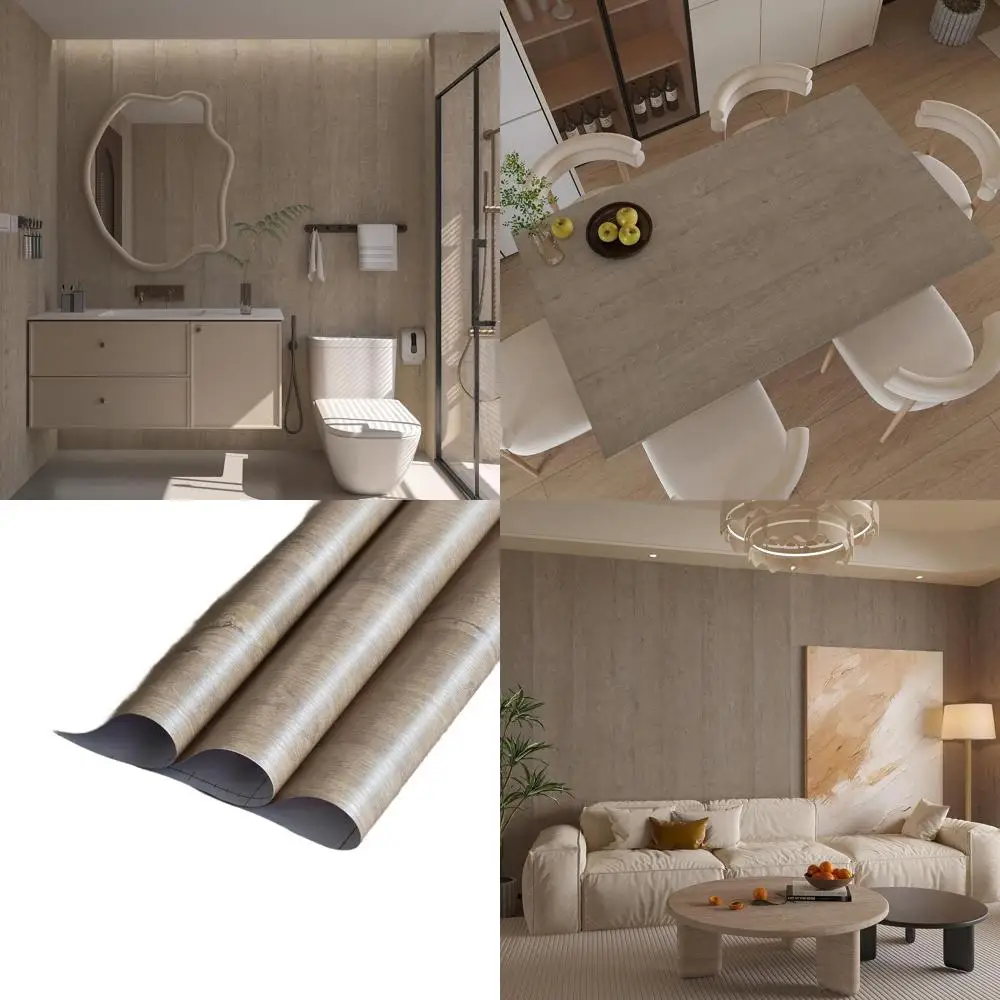 

Сверхширокие самоклеящиеся обои под серый дуб, водонепроницаемые, матовые, 48x197 дюймов