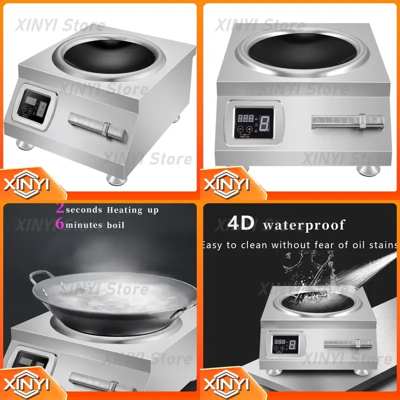 for Commercial 5000W Electric Stove 380V Kitchen Appliances Concave Cooker for Restaurant Stainless Steel Induction Cooker