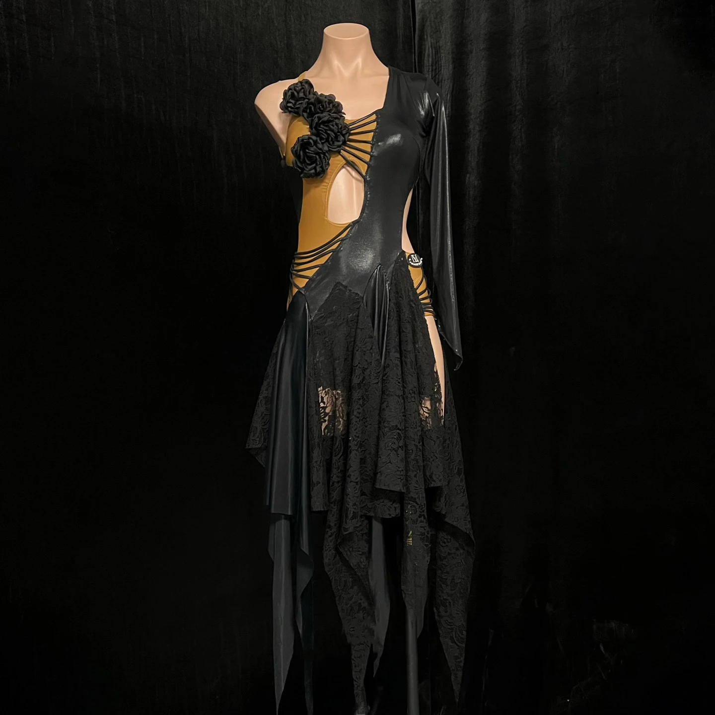 Latin Dance Adult Children'S Dress AB Stone High-End Custom Pleated Ribbon Skirt Precisely Tango Women'S Clothing