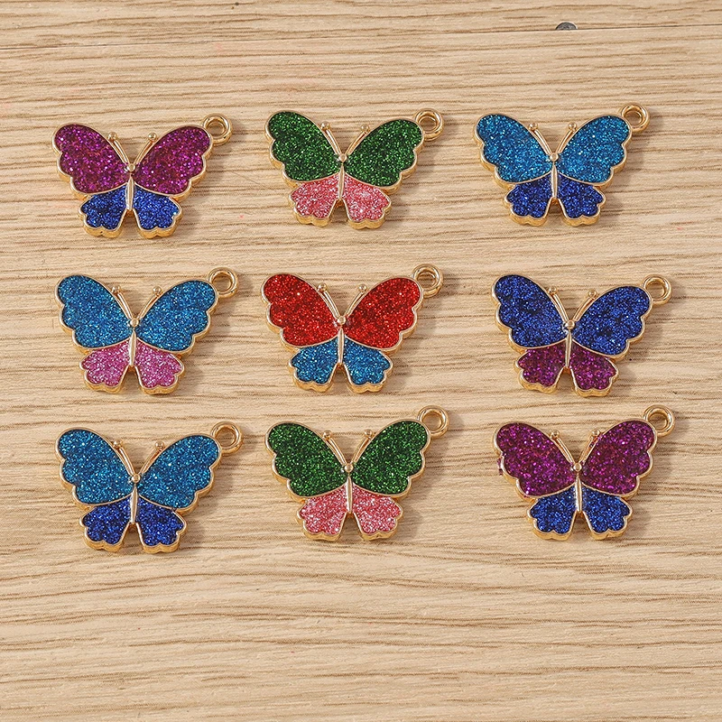 10 Stück Niedliche Tieranhänger Bunte Emaille Fliegende Schmetterlinge Anhänger für Schmuckherstellung Halsketten Ohrringe DIY Bastelzubehör – Detail 25