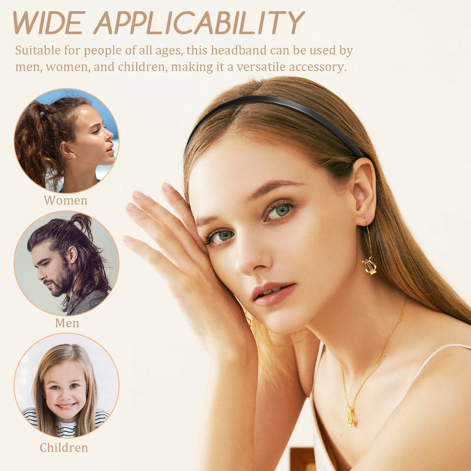 20 قطعة من عصابات الرأس البلاستيكية السوداء رقيقة بسيطة عقال للنساء المراهقات خفيفة الوزن ومريحة إكسسوارات الشعر السائبة