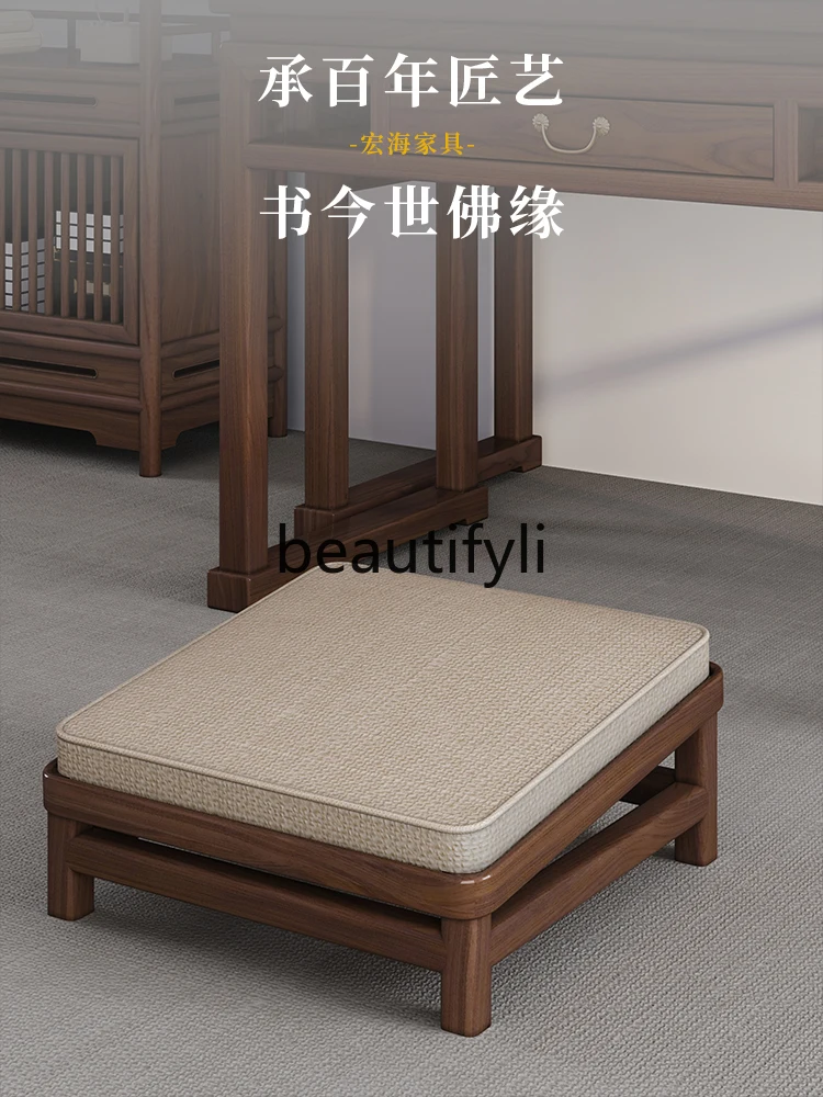 Black walnut solid wood Buddhist hall household kowtow kneeling mat square Buddhist meditation futon