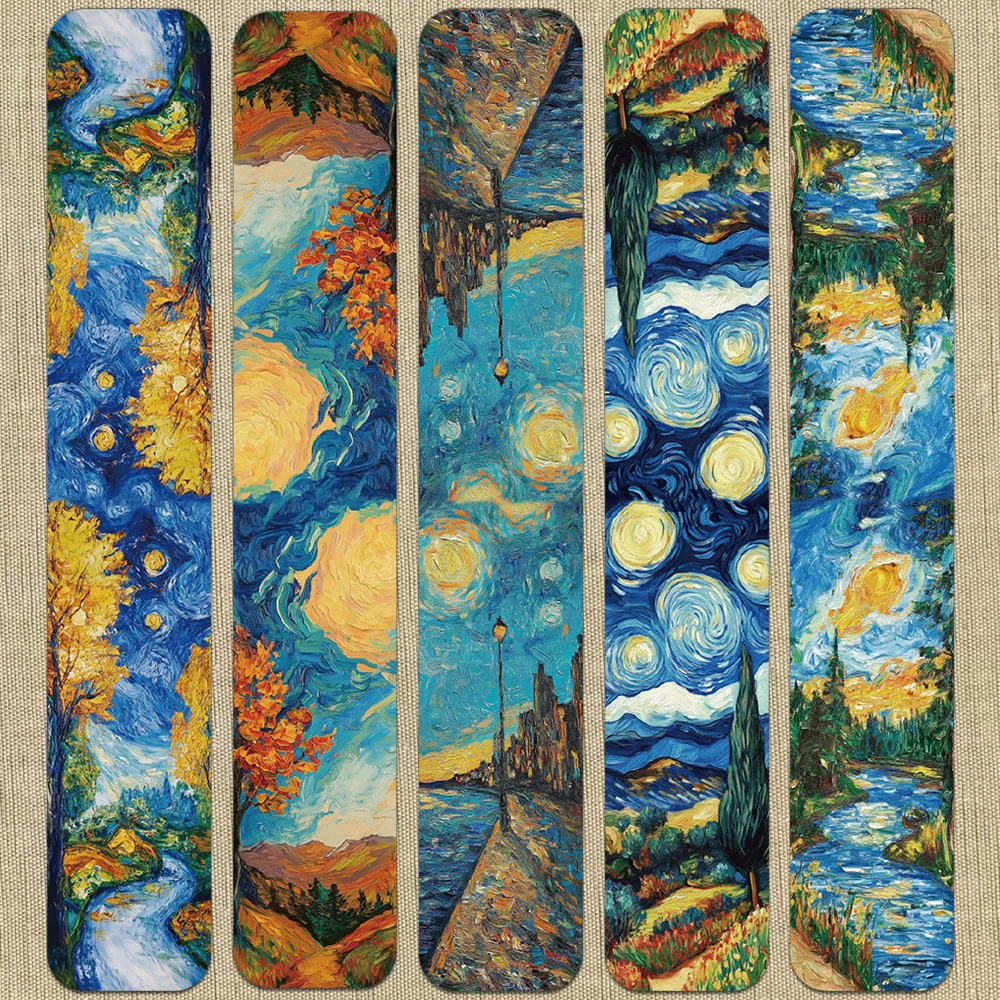 5 قطعة منتج جديد بسيط فان جوخ مشهد Ins نمط الغلاف الجوي المغناطيسي المرجعية لوازم الطلاب كتاب الديكور المرجعية #4