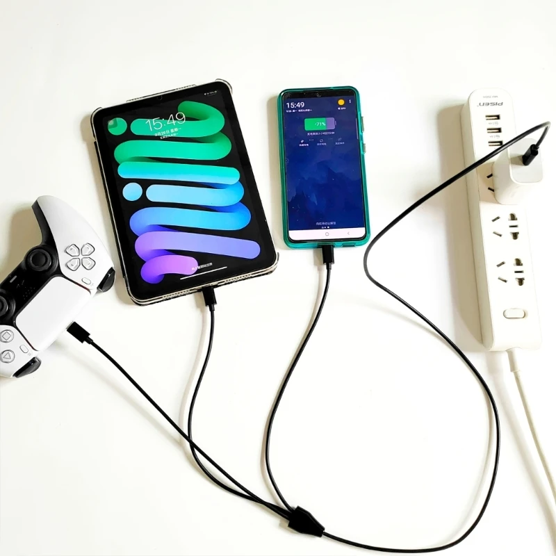 573A USB C إلى متعدد 3 في 1 USB كابل شاحن طويل 1 متر/3.28ft سلك شحن عالمي منافذ متعددة كابل شحن طويل USB C