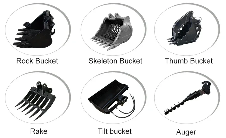 QIYUN mechanical mini excavator accessories bucket, crawler, rotary drill