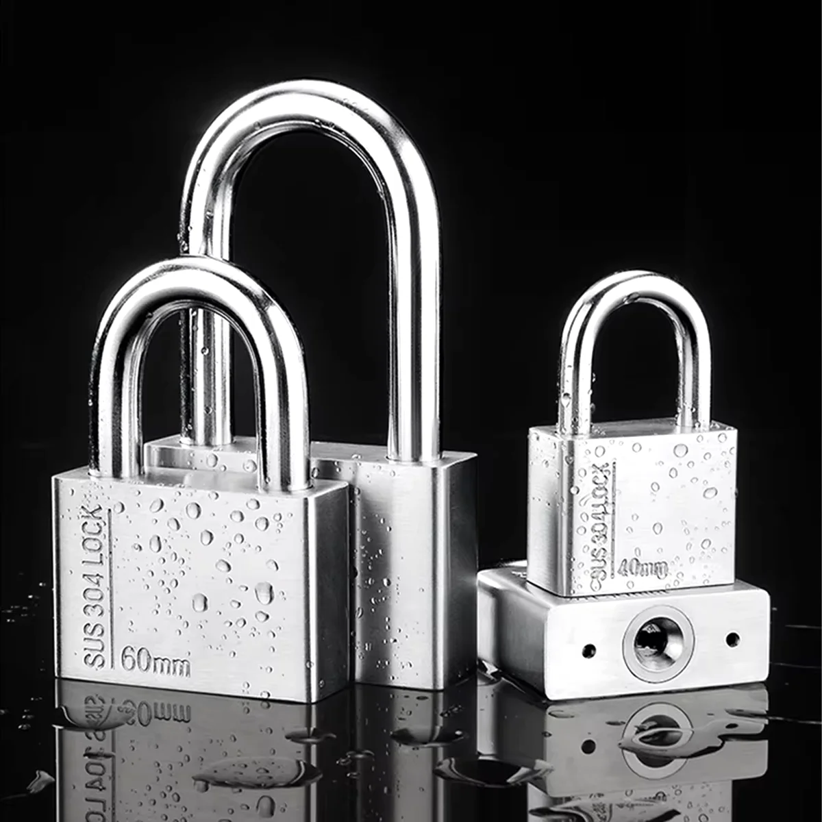 Stainless steel padlock household locks anti-theft anti-pick locks dormitory waterproof rustproof locks lockers