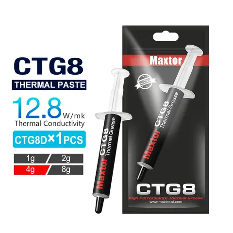 CTG8 Maxtor 열 페이스트 성능 열 전도성 그리스 파스타 termica 12.8W/mk 1g2g/4g 게임 PC PS4 CPU GPU 냉각용