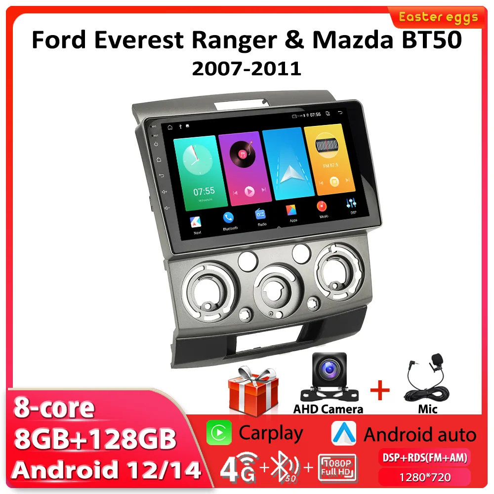 Car Radio Stereo For Ford Everest Ranger For Mazda BT50 2007-2011 Multimedia Video Player Navigation GPS 4G CarPlay Android Auto