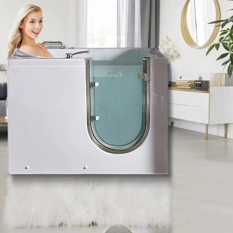 The elderly walk-in barrier-free sitting bath small apartment massage constant temperature small apartment side door bathtub