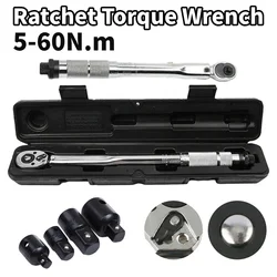 5-210N.m Torque Wrench 1/2'' 3/8'' 1/4'' Square Drive Preset Bicycle Torques Key Two-way Ratchet Car Bike Automotive Hand Tools