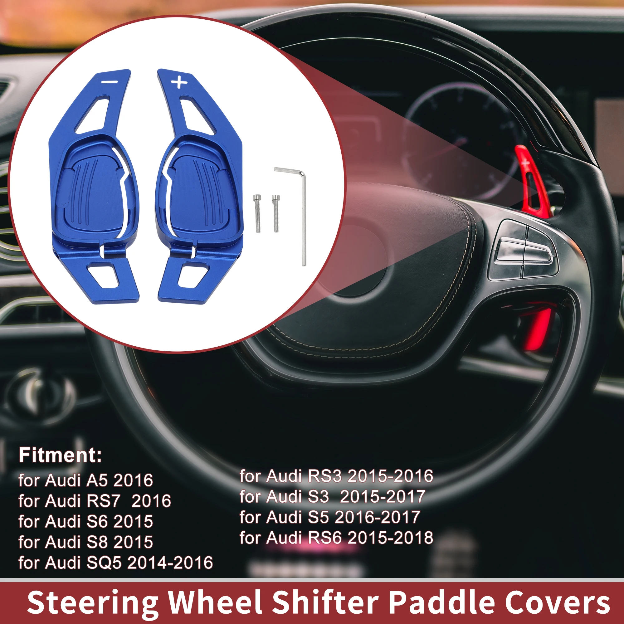 

UXCELL 1 комплект синих алюминиевых сплавов для рулевого колеса для Audi A5 2016