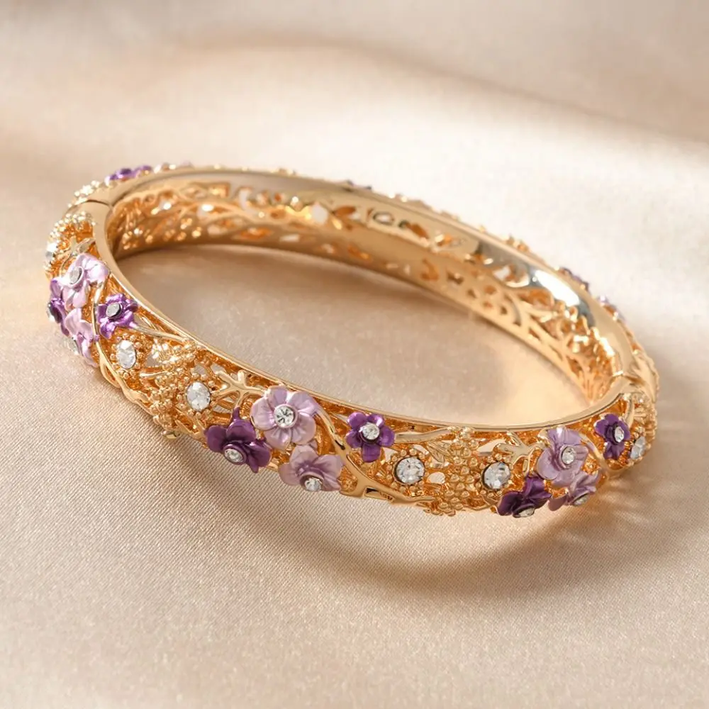 

Double Bangle Vintage Cloisonne Bangle Chinese Classic Hollow Out Flower Bangle Traditional Vintage Women's Hand Bracelet Girls