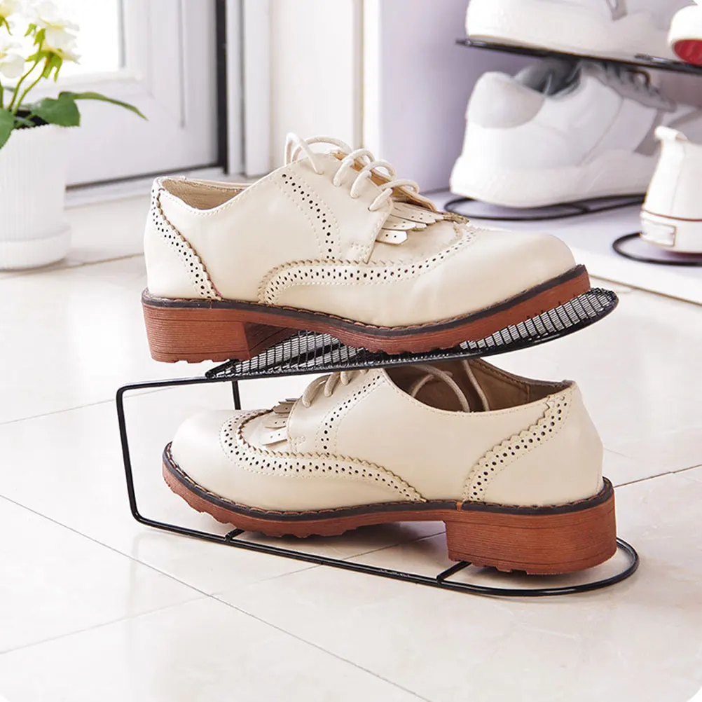 

Double Layer Black Iron Rack Space Saving Household Entryway Storage ganizer Metal Shoe Shelf Durability Efficient Shoe
