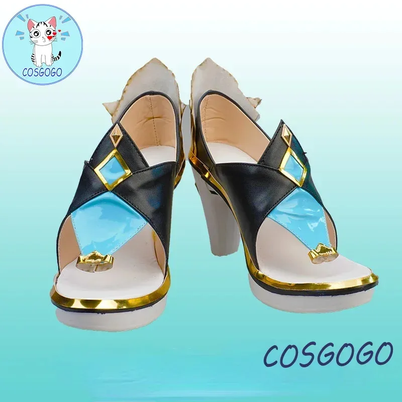 أحذية Genshin Impact Shenhe التأثيرية ذات الكعب العالي وإكسسوارات أزياء الهالوين التأثيرية