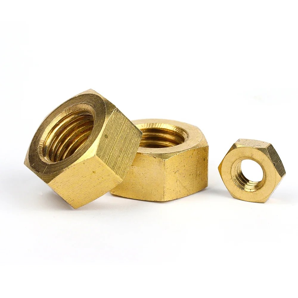 JUIDINTO 2-20pcs Brass Hex Nut M1.6 M2 M2.5 M3 M3.5 M4 M5 M6 M8 M10 M12 M14 M16 Copper Metric Allen Hexagon Nut DIN934