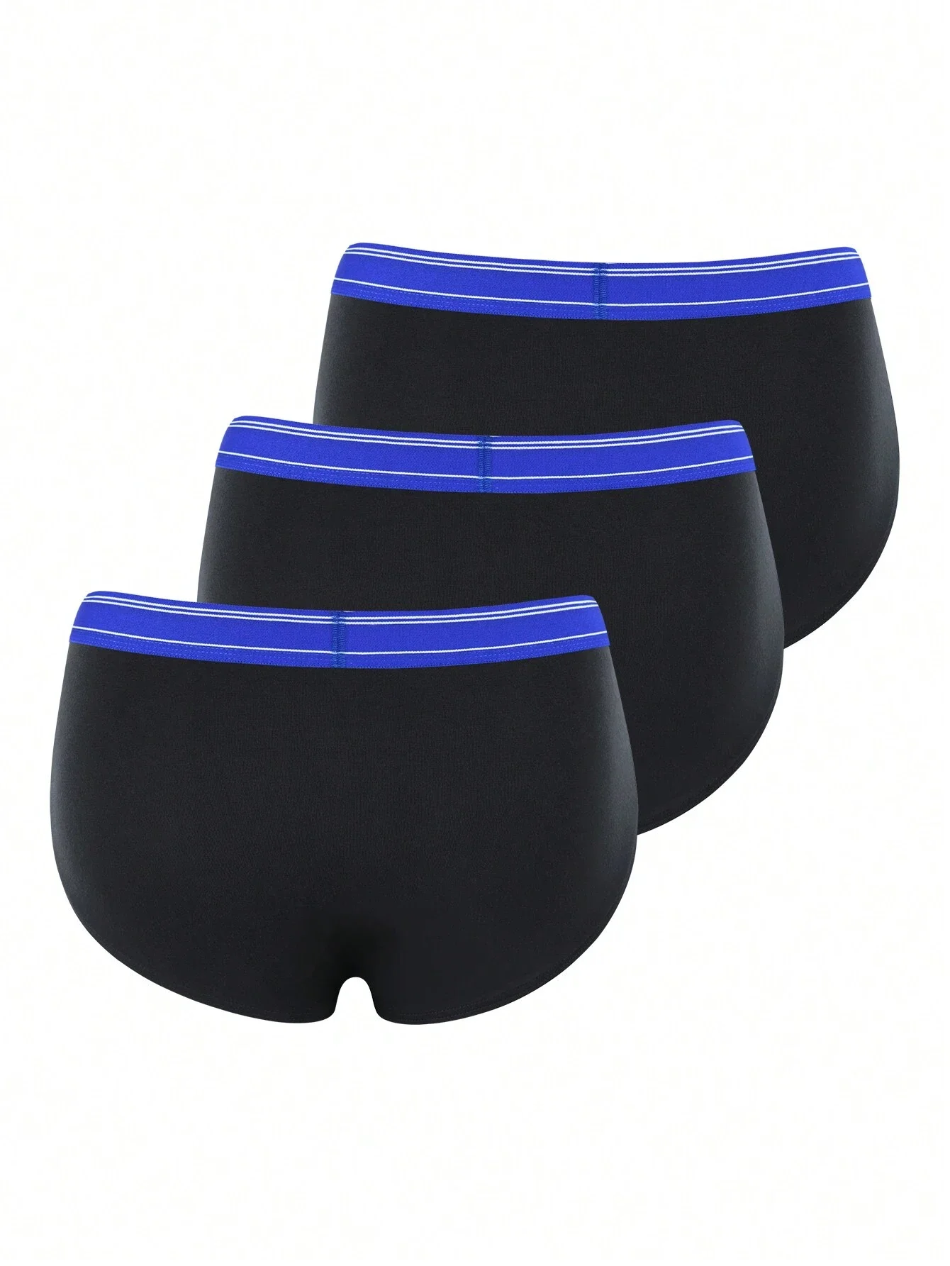 

Мужские черные трусы с синим поясом и полосатой отделкой, комплект из 3 штук