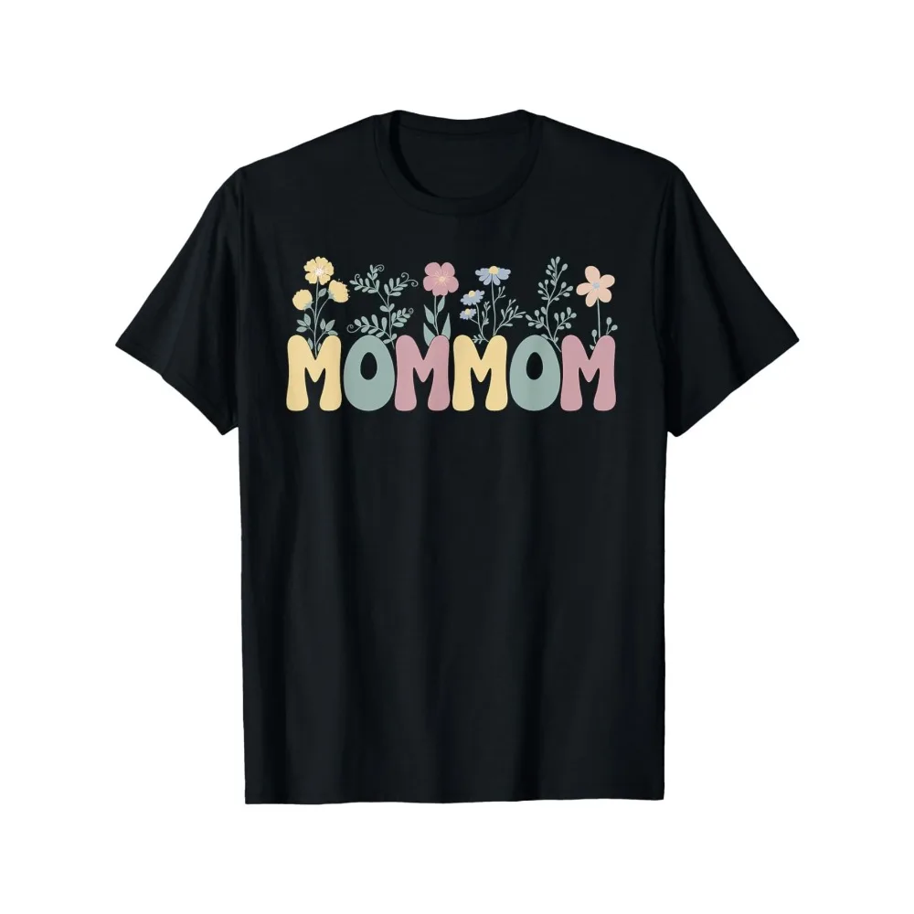 

Футболка Groovy Mommom с цветочным принтом — черная повседневная футболка свободного кроя с ярким цветочным узором, топ с круглым вырезом, пригодный для машинной стирки