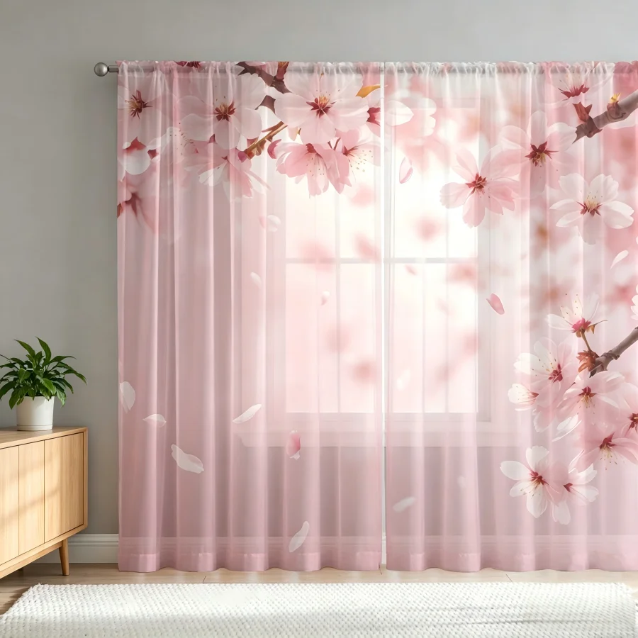 2PCS Digital Print Sheer Curta - Home Office Rate recension och pris