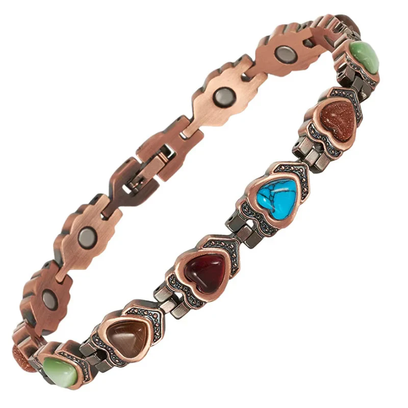 Damen-Magnetarmband, bunte Steine, magnetisches Armband für Frauen mit Magneten, verstellbares Magnetglieder-Armband