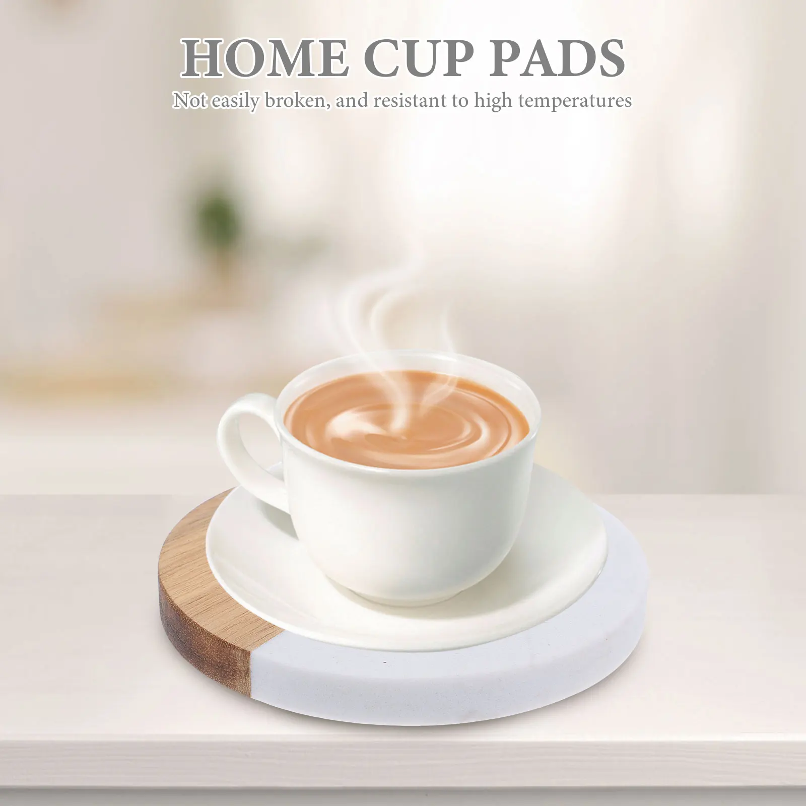 

4pcs Marble Wood Coasters Heat-Resistant Anti-Skid Cup Pads For Home Kitchen Dining Table Tumbler Mats Bottle Coasters Bulk