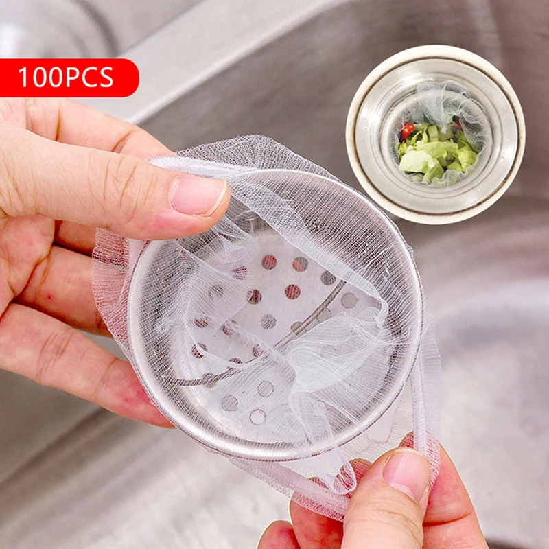 100Pcs Disposable Kitchen Sink Filters Sewer Drain Anti-Blocking Garbage Bag Pool Leak Mesh Bag Mesh Strainer Sink Garbage Nets