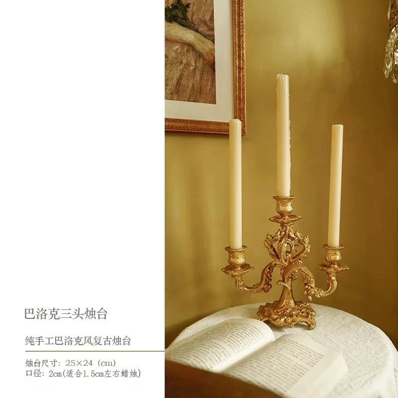 French-style Baroque Vintage Candlestick gold Candle Holder Ornament European-style Table Decoration