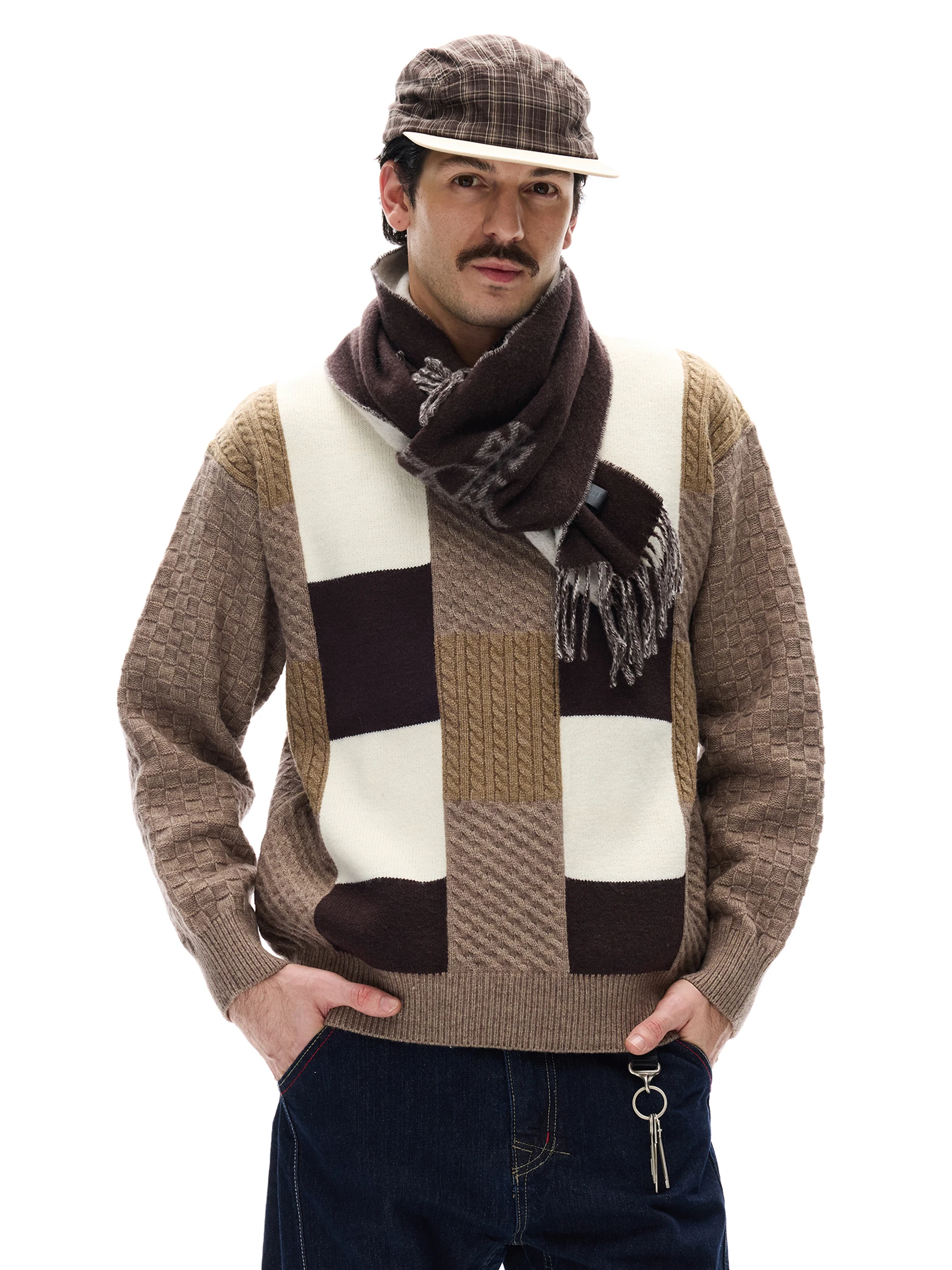 

Вязаный свитер MADWITCH для осени и зимы, повседневный, с узором, для мужчин и женщин, для работы и отдыха, длинный рукав, круглый вырез