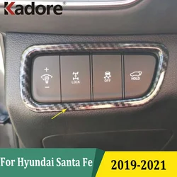 For Hyundai Santa Fe 2019 2020 2021 Headlight Adjust Switch Cover Trim Car Interior Accessories Styling Sticker Carbon Fiber