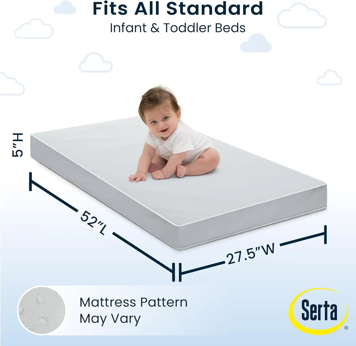 مرتبة Serta Perfect Slumber مزدوجة الجوانب للأطفال الصغار - مقاومة للماء - لا تسبب الحساسية - ممتازة بشكل مستدام
