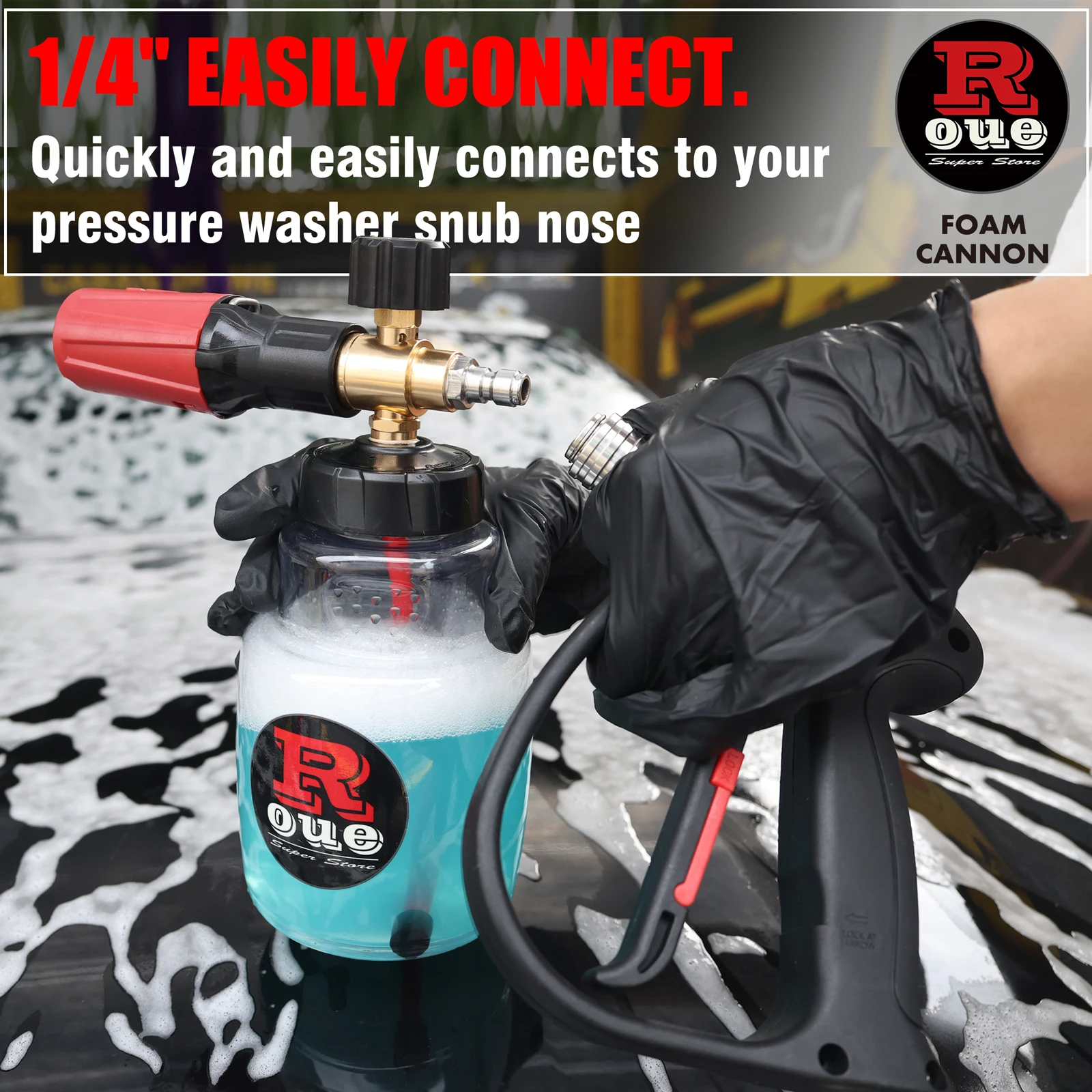 ROUE 1/4” Quick Connect Car 4500PSI Wash High Pressure Spray Gun Stainless Steel Brass M22-14mm for Karcher/Nilfisk/Bosch Lavor