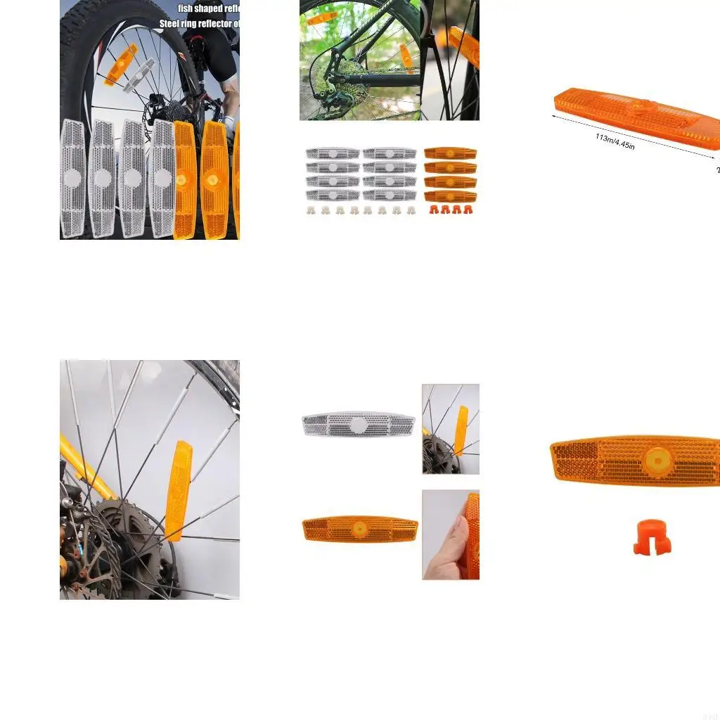 

340F 8Pcs Fish-shaped Steel Rims Spoke Reflectors Bike Wheel Rims Light Cycling Part