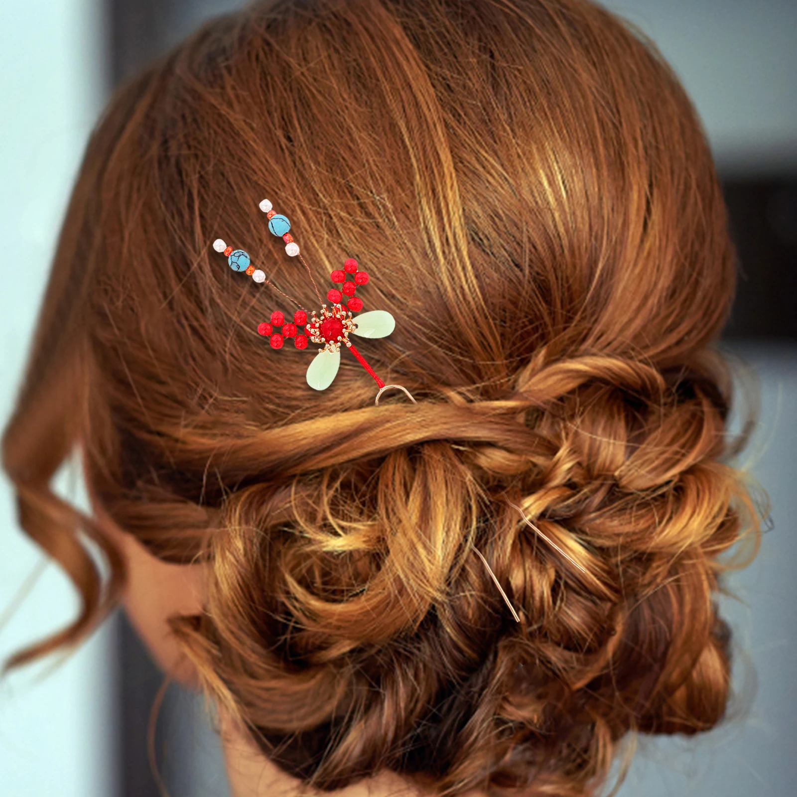 

Butterfly Hairpin Beads Decorative Retro Traditional Vintage Hair Pins Chinese Wedding Bridal Hair Retro Butterfly Hairpin Pins
