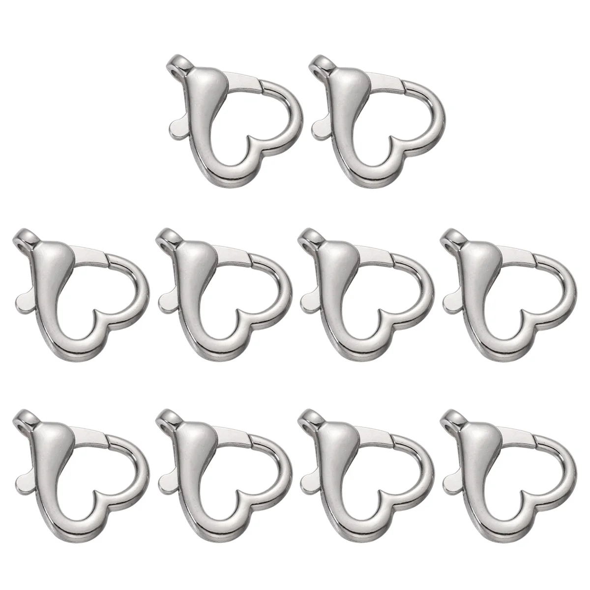 

10pcs Zinc Alloy Heart Shaped Lobster Clasps Lightweight DIY Keychain Parts Silver For Bags Suitcases Pendant Jewelry