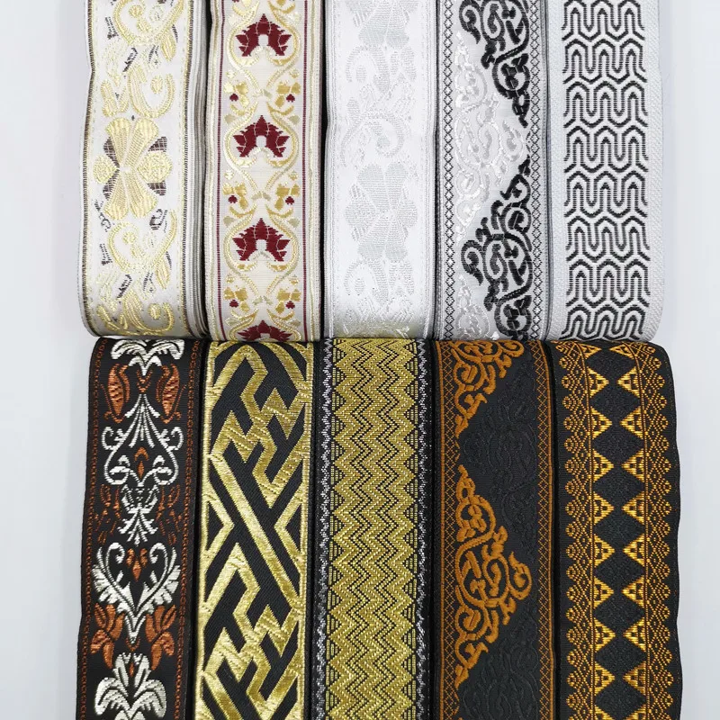 7 Meters 33MM Vintage Ethnic Embroidery Ribbon Boho Lace Trim DIY Clothes Bag Accessories Embroidered Fabric Custom