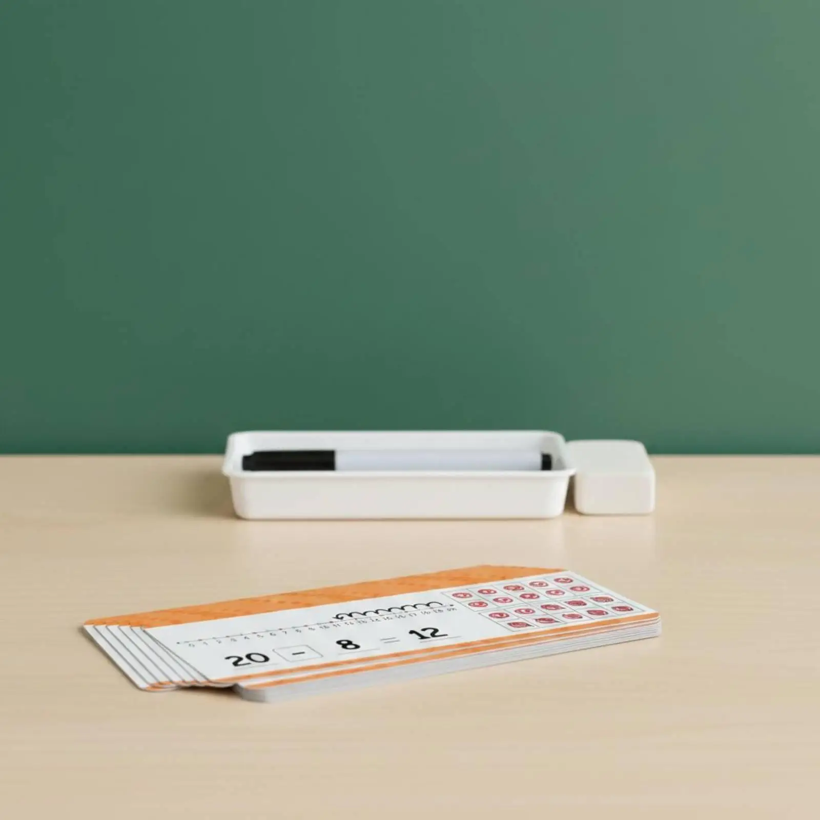 Math Learning Cards for Children Double Sided Addition Subtraction Number Line Cards 16 Pack Waterproof Erasable Counting Cards