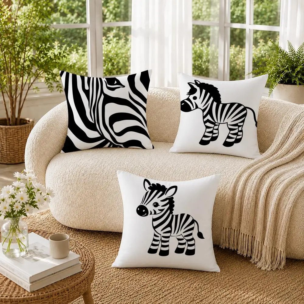 Black White Zebra Pattern Cushion Cover Pillowcase Sofa Living Room Home Gift Office Decor Protective Covers