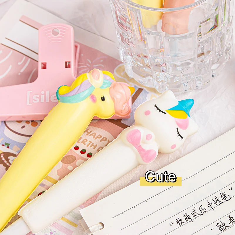10PC Cartoon Stress Relief Stift Prise Spaß Student Preis Hohe Schönheit Schwarz Neutral Stift Kreative Weiche Stress Relief Stift – Detail 6