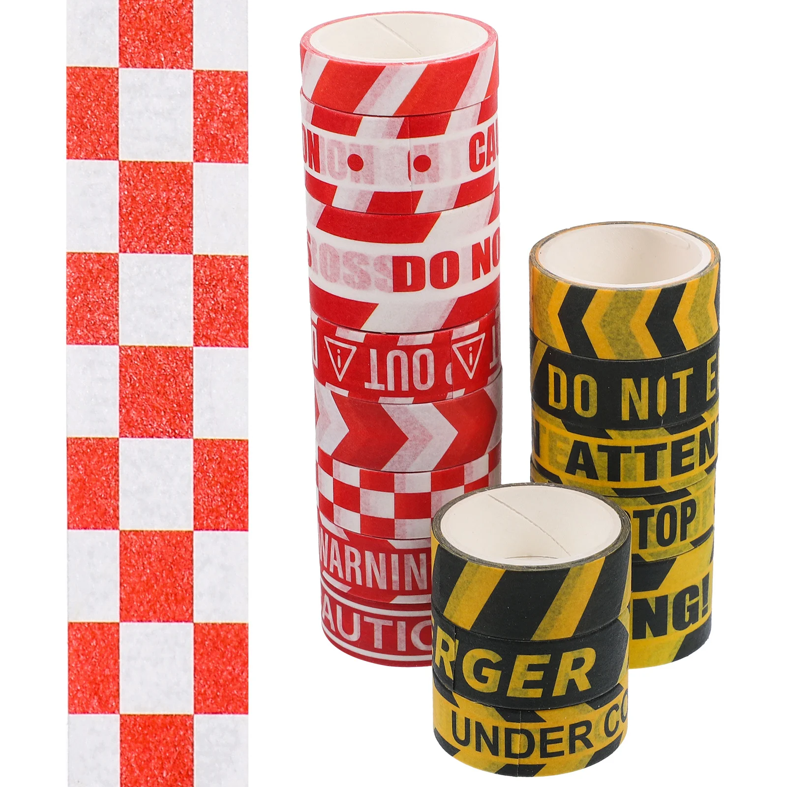 

16 Rolls Decorative Warning Style Washi Tape Adhesive Paper Tape for Scrapbooking Gift Wrapping DIY Craft Projects