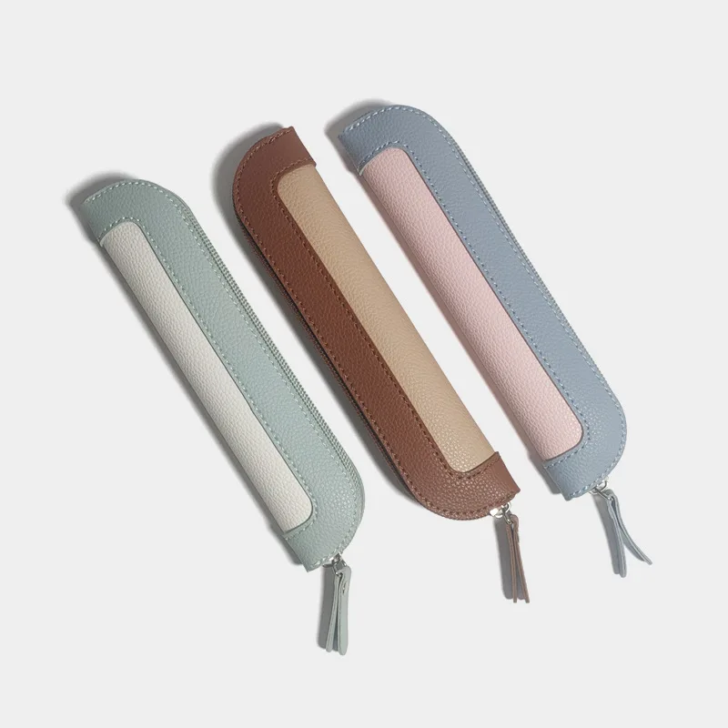 2024 Studentenopslag Etui Mini Niche Eenvoudig gesplitst kunstleer Compacte draagbare pennenetui