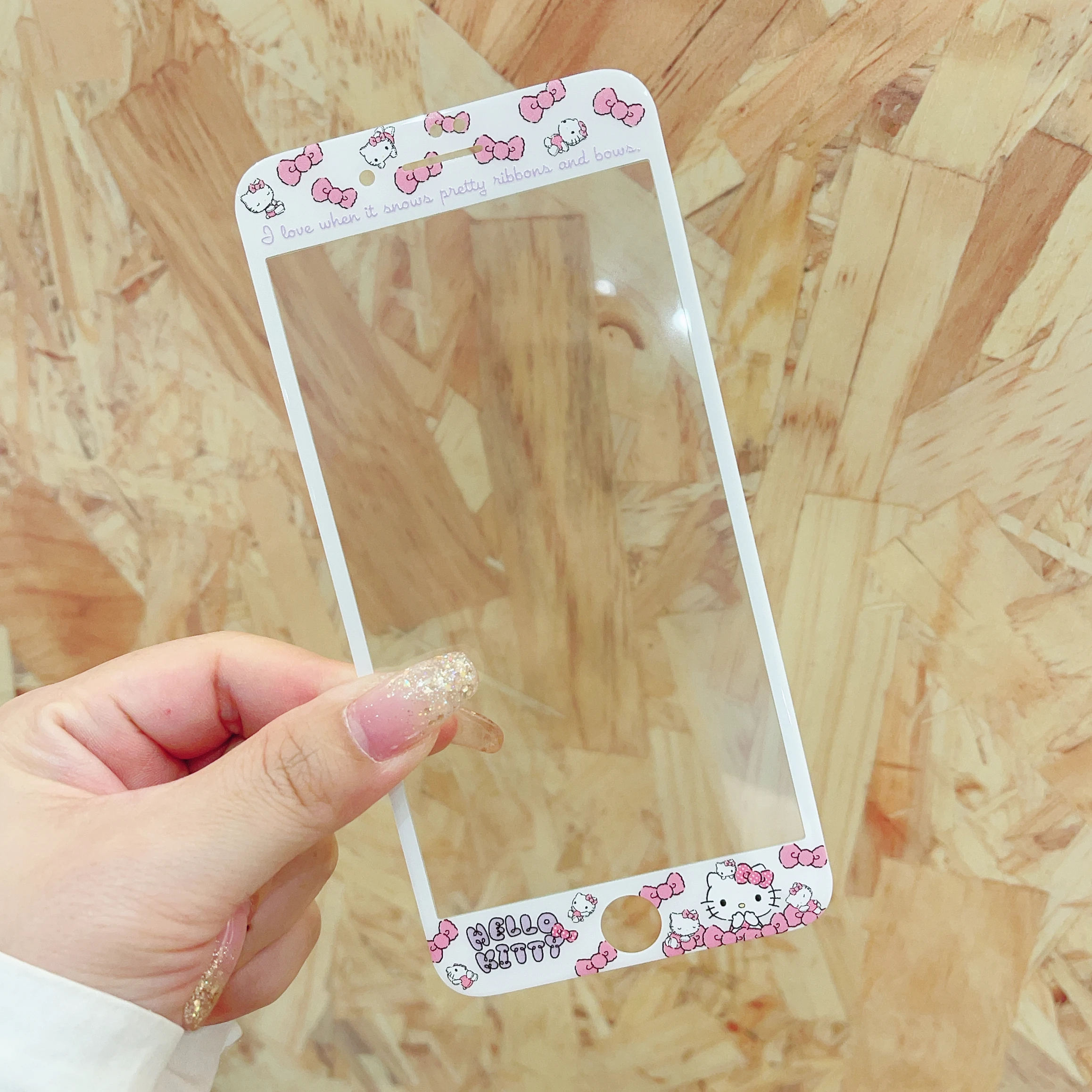 Sanrio-Hello Kitty Melody كرتون زجاج مقسى لـ iPhone ، واقي شاشة بتغطية كاملة ، غشاء زجاجي ، نجوم توأم ، 7 ، 8 ، 6S Plus