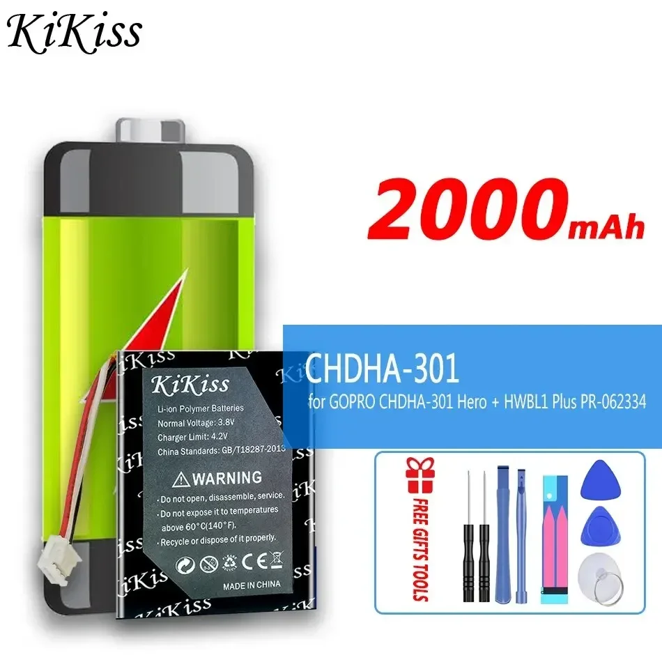 

Аккумулятор KiKiss CHDHA301 2000 мАч для GOPRO CHDHA-301 Hero + HWBL1 Plus HWBL 1 Plus 1 Plus PR-062334 Bateria