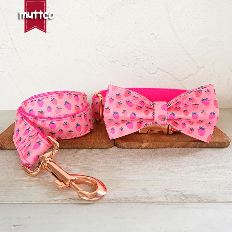 MUTTCO this a pink strawberry pattern collar Pinky Strawberry that presents a cute and sweet style 5 sizes UDC186