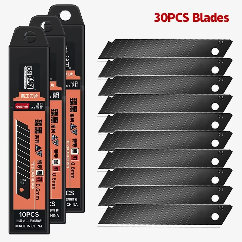 100/10PCS Carbon Staal Vervangen Utility Mes 100mm * 18mm Zwart DIY Tool Carving Blades voor Student Office Station