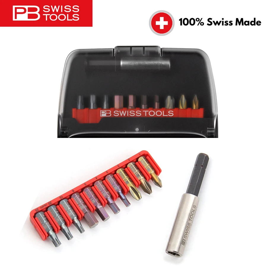 PB Swiss Tools Screwdrivers Bits Sets PrecisionBit, Design (1/4”), Set in BitCase with Belt-Clip C6. 990|C6. 995|E6. 985|E6. 986