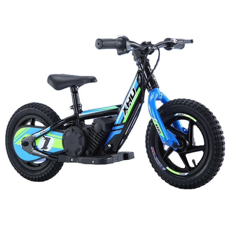 Wholesale 24v 80w 2.6ah Lithium Battery Powered Children Riding Cycle 12inch Electric Kids Balance Dirt Bike